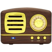 Portable Bluetooth Retro Speaker,Wekity Wireless Mini Vintage Speaker with Rich Bass,Stereo, Hands-Free Call,Built-in Mic for Travel, Home,Outdoors (Brown)