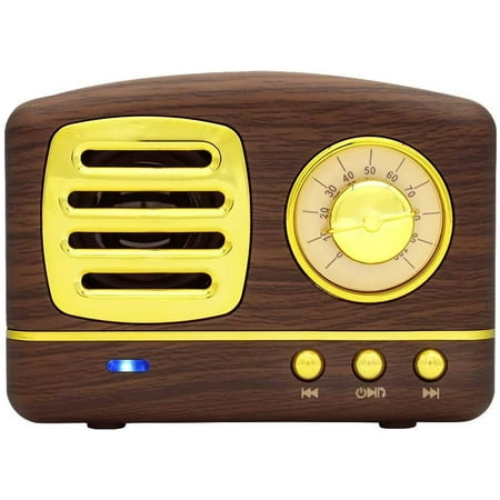 Portable Bluetooth Retro Speaker,Wekity Wireless Mini Vintage Speaker with Rich Bass,Stereo, Hands-Free Call,Built-in Mic for Travel, Home,Outdoors (Brown)