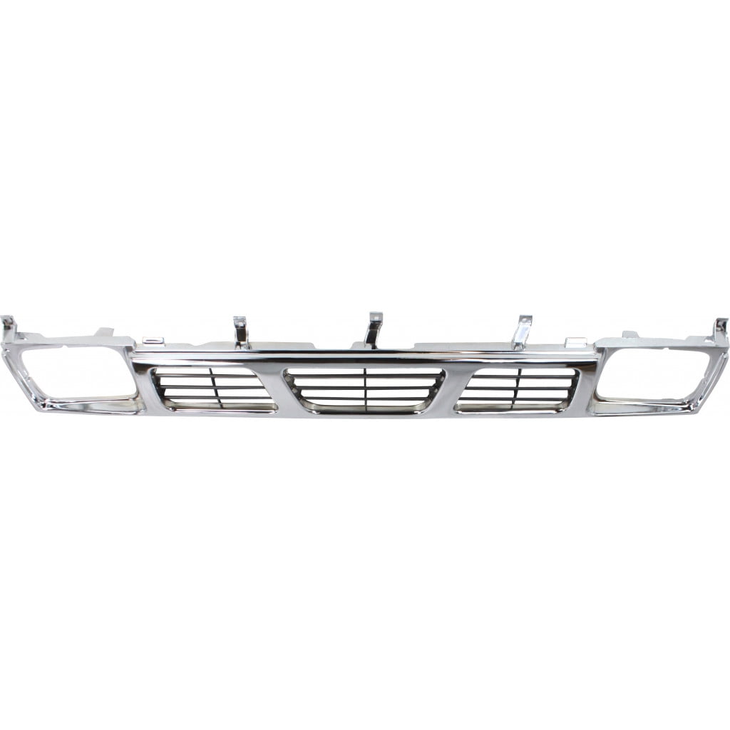 For Nissan Pick Up Grille Assembly 1995 1996 1997 | Chrome Shell / Gray Insert | Plastic | NI1200116 | 6231055G10