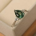 thumbnail image 2 of Green sapphire ring, round cut engagement ring,branch leaf ring,sterling silver,anniversary gifts, 2 of 2