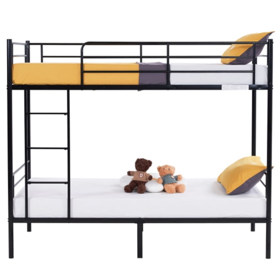 Alvantor Twin over Twin Metal Bunk Bed with Side Ladder and Safety Guardrails, Black