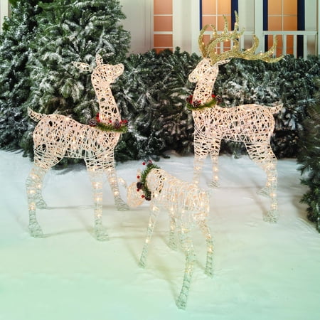 holiday time light up pvc rattan deer family walmart com light up deer family