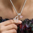 thumbnail image 3 of Collar con colgante de letra y corazón de rosa de colores, joyería de aniversario., 3 of 5