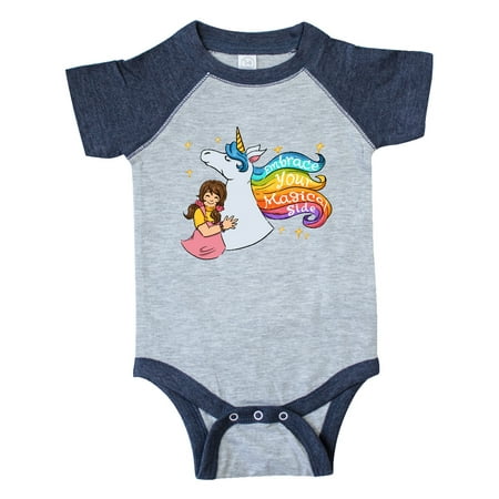 

Inktastic Embrace Your Magical Side Girl Hugging A Unicorn Gift Baby Boy or Baby Girl Bodysuit