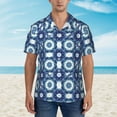 thumbnail image 4 of Balery Vintage Blue Print Men's Hawaiian Shirts Short Sleeve Beach Shirt Relaxed Fit Vacation Button Down Shirts-, 4 of 9