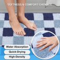 thumbnail image 3 of Blue Bathroom Rugs Sets 3 Pieces, Thick Absorbent Chenille Bath Mat Set Non Slip, Checkered Soft Shaggy Floor Carpet 48"x20"+16"x24"+U Shape 20"x24", for Bathroom, Bedroom, Tub, Living Room, 3 of 16