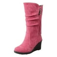 thumbnail image 4 of Oyedens Wedge Wide Calf Boots for Women Fashion Casual Suede High Heel Winter Fall Short Boots, 4 of 7