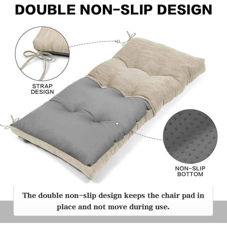 42 Inch Classic Solid Color Bench Cushion with Ties, Super Soft