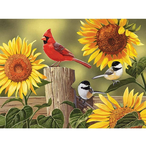 Bits and Pieces - 300 Piece Jigsaw Puzzle for Adults - Sunflower and Songbirds by Artist William Vanderdasson - Measures 18" x 24" - Nature Scene Jigsaw