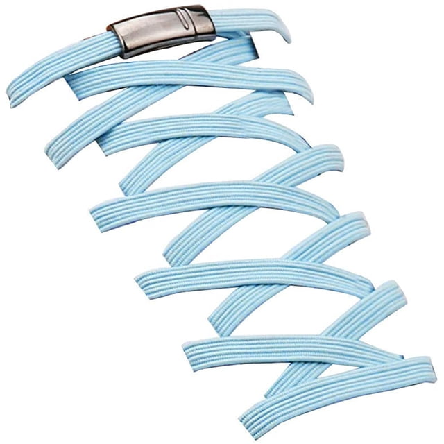 No Tie Elastic Shoelaces, With Magnetic Shoe Laces Lock - One Size Fits All Kids & Adult(Blue)