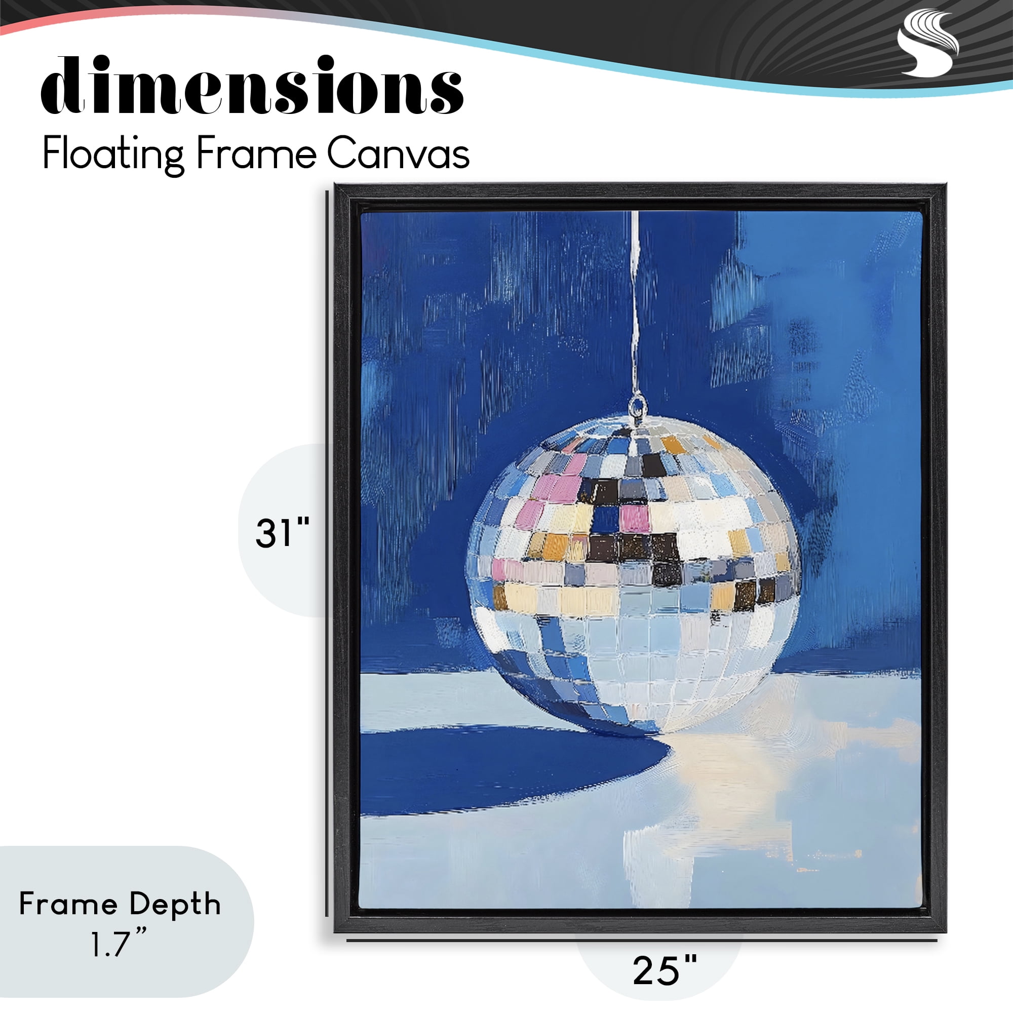 Stupell Industries Silver Dance Disco Ball Black Framed Floater Canvas Wall Art, design by The Prints Vibe
