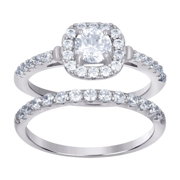 925 Sterling Silver Womens Cubic Zirconia Duo Ring Set 8x3mm Wide Size 6 Ring for Women - 4.1 Grams