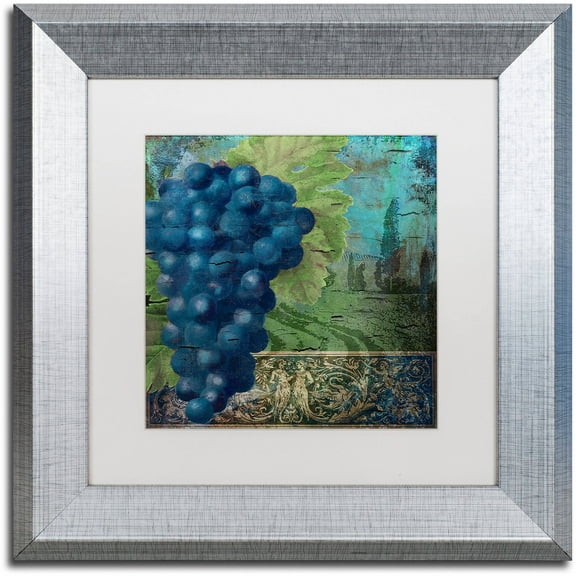 Trademark Fine Art "Vino Blu Two" Canvas Art by Color Bakery White Matte, Silver Frame