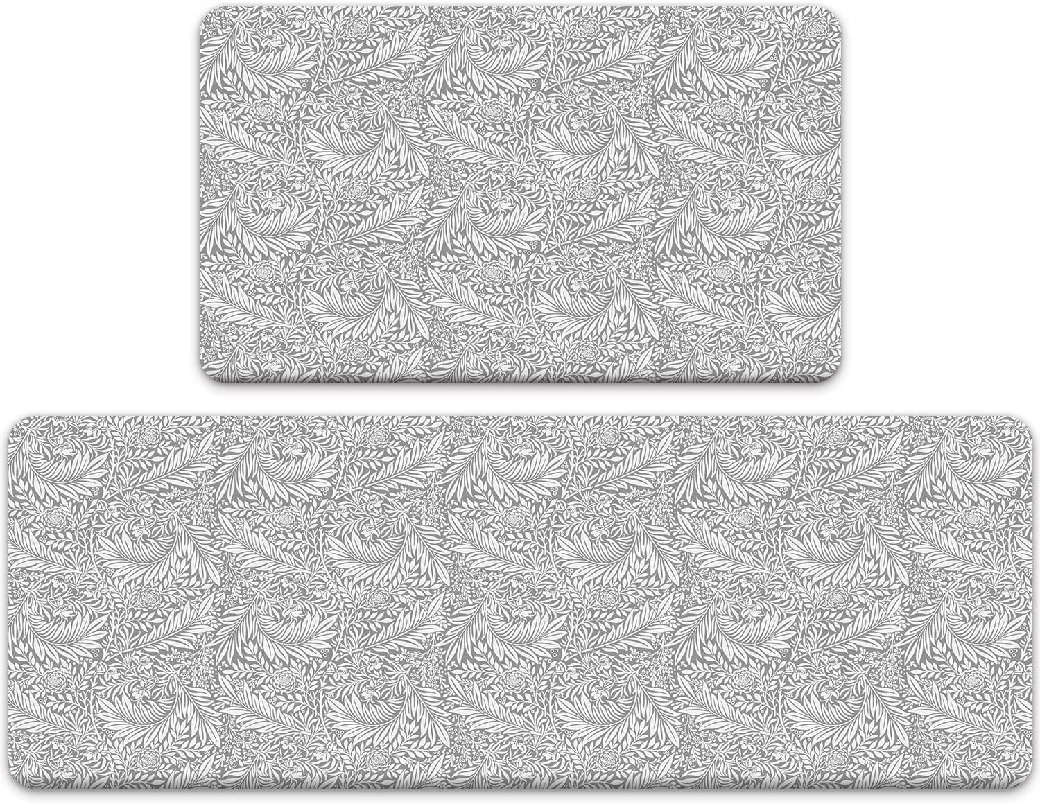 Anti Fatigue Kitchen Mat Set of 2 Pieces,Farmhouse Grey Kitchen Rugs