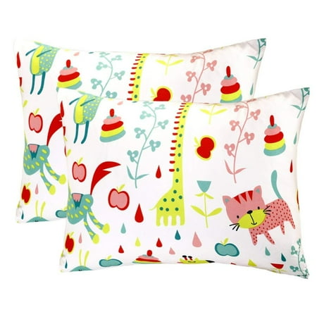 Toddler Travel Pillowcase - Mellanni Toddler Pillowcase Set Animal-Print - Pack of 2 Toddler Size - Super Soft Kids Bedding (Set of 2 Pillowcases, Animal Print)