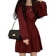 thumbnail image 2 of Vestido de manga larga Sólido Cuello cuadrado Una línea Vintage Cintura alta Longitud Suave Chic Elegante Mini vestido, 2 of 4
