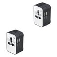 thumbnail image 2 of Methold Adaptador de de enchufe de viaje Universal, 1 unidad, 2 puertos USB, convertidor de toma de corriente europea, enchufe europeo, Blanco negro 2piezas, 2 of 6