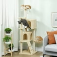 thumbnail image 2 of PawHut 63 Inch Cat Tree with Sisal Scratching Posts, Condos, Beige, 2 of 10