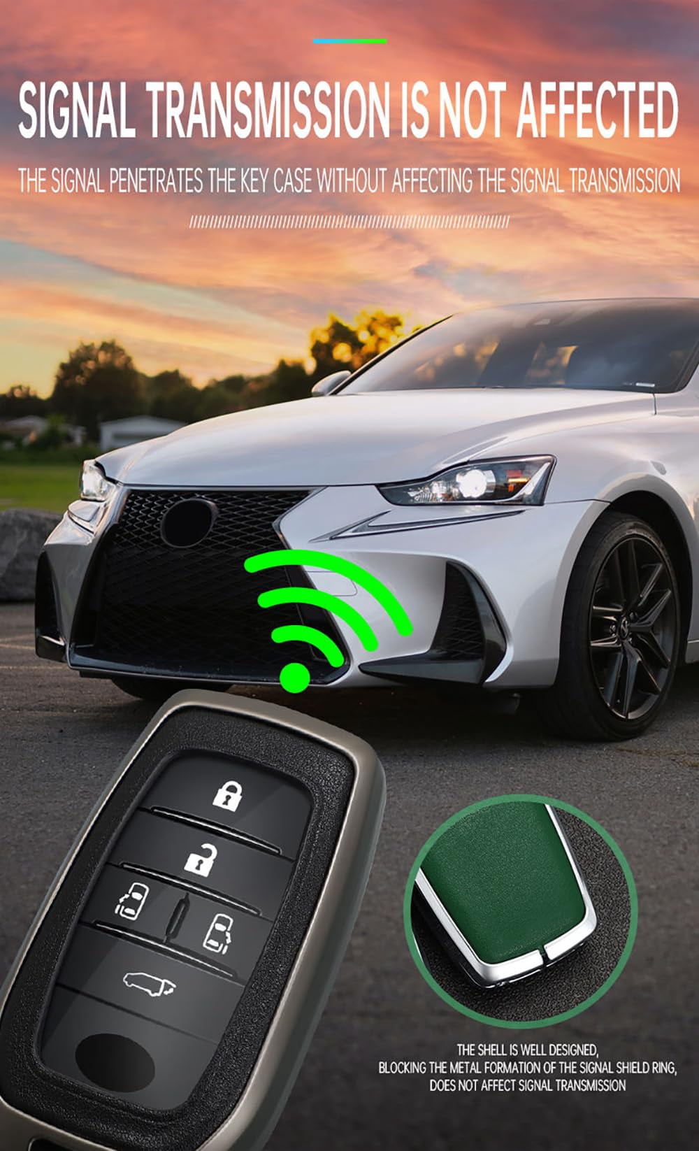 Leather+Zinc Alloy 3/4/5/6 Button Key Fob Cover Fit for Toyota Land Cruiser 2023 2022 Venza RAV4 Prime Hilux Fortuner Tundra Corolla Sequoia Keyless Key Holder with Keychain