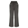thumbnail image 5 of Hearthz Womens Baggy Barrel Pants High Waisted Wide Leg Sweatpants Baggy Drawstring Waist Contrast Patchwork Pants W/pockets, 5 of 6