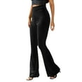 thumbnail image 2 of Biekopu Women Elastic High Waisted Flare Bell Bottoms Pants Slim Velvet Ribbed Rib Knit Yoga Bootcut Leggings (Green, Small), 2 of 6