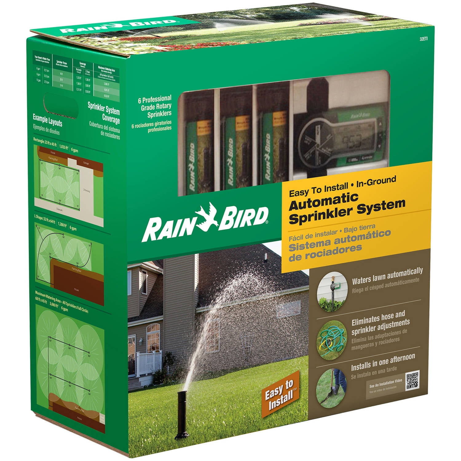 Rain Bird Underground Irrigation Automatic Sprinkler System Kit, 32ETI by RAINBIRD