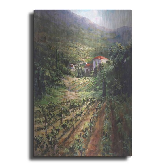 Luxe Metal Art 'Tuscany Vineyard' by Art Fronckowiak, Metal Wall Art, 24"x36"