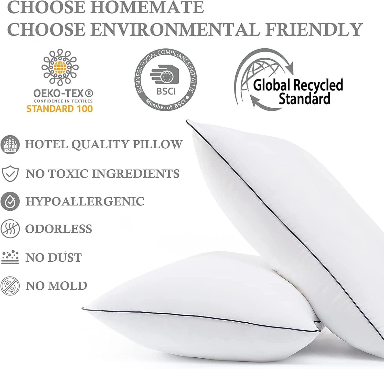 Bed Pillows For Sleeping，Luxury Hotel Collection Pillows,Down Alternative  Gel Fluffy Cooling Pillow,Queen Size (20X30) Set Of 2，Soft And Supportive  Pillows For Back, Stomach Or Side Sleepers,White 