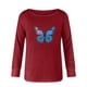 thumbnail image 3 of Camiseta de manga larga con cuello en V para mujer a la moda, blusa suelta con estampado de Navidad para otoño Pompotops  FGAJ14909, 3 of 4