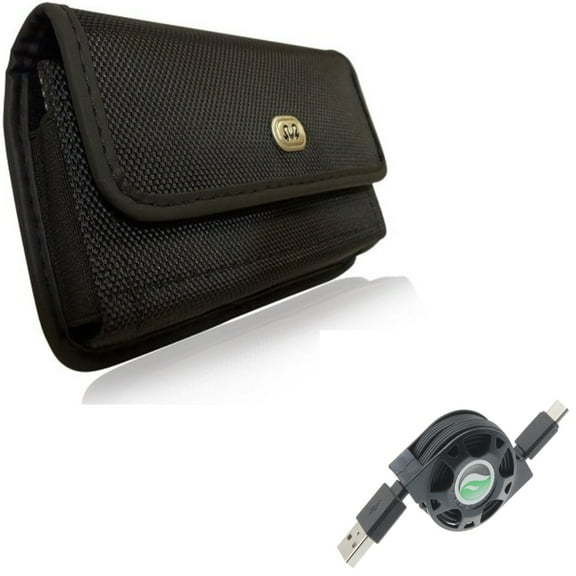 For Galaxy A54 /A53 /A33 - Case Belt Clip w USB Cable, Rugged Holster Canvas, Retractable Type-C Charger for Samsung Galaxy A54 /A53 /A33 5G