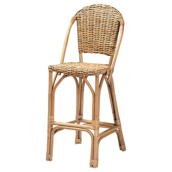 Baxton Studio Neola Modern Bohemian Rattan Bar Stool, Natural