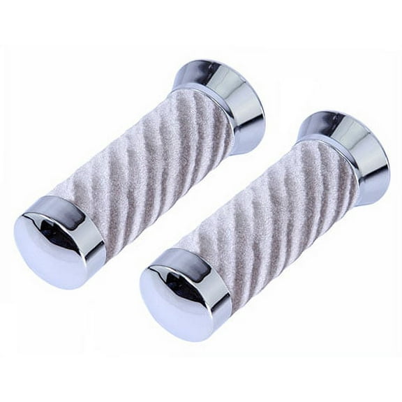 Alta Swirl Velvet Velour Bicycle Grips with Chrome End Cover (Silver)