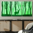 thumbnail image 3 of wall26 Canvas Print Wall Art Set Deer in The Vibrant Neon Green Forest Animals Wildlife Illustrations Modern Art Rustic Colorful Multicolor for Living Room, Bedroom, Office - 24"x36"x3, 3 of 5