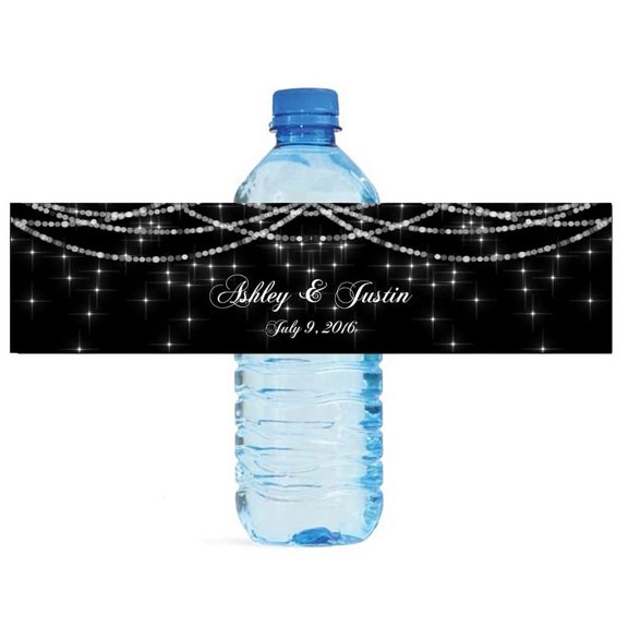 100 Twinkling Stars Night Wedding Water Bottle Labels Engagement Party Special Occasion