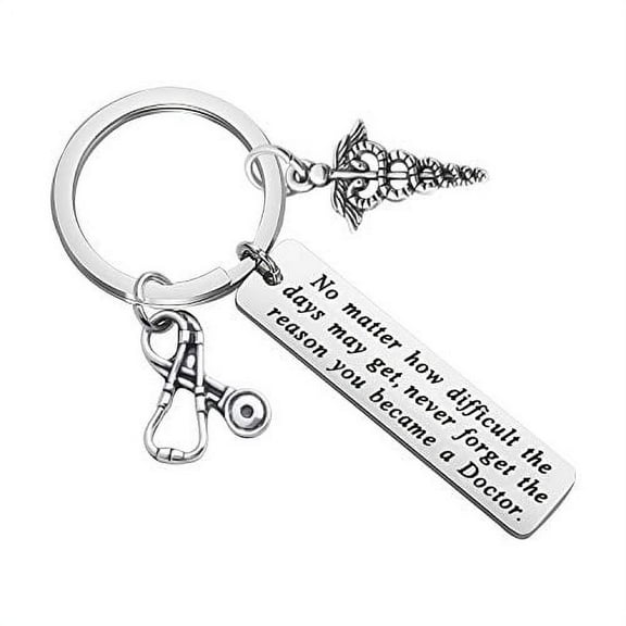 Doctor Gift Doctor Keychain Caduceus Charm Medical Doctor Jewelry Gifts for Graduation Birthday Christmas (silver)