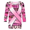 thumbnail image 4 of Abomasnow Women's Fashion Breast Care Print Round Neck Three Quarter Sleeve 3/4 Sleeve T-shirt Top, 4 of 4