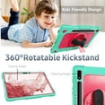 thumbnail image 6 of FIEWESEY for Samsung Galaxy Tab S8 Tablet Case,Adjustable Shoulder Strap Hand Strap Rotatable Stand Kids Shockproof Protective Case for Samsung Galaxy Tab S8/Galaxy Tab S7 11 Inch(Green/Pink), 6 of 6