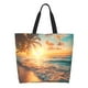 thumbnail image 1 of Balery Tropical Sunset Beach Scene Bolsa Tote Estilo Estético con Cremalleras, Bolsa de Hombro, Bolsa de Compras Grande y Plegable, 1 of 8