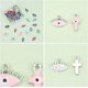 thumbnail image 2 of 64 colgantes de esmalte de plástico CCB de 8 colores con forma de ojo de caballo para hacer pulseras y joyas., 2 of 6