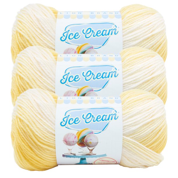 Lion Brand Yarn Ice Cream Lemon Meringue Light Acrylic Multicolor Yarn