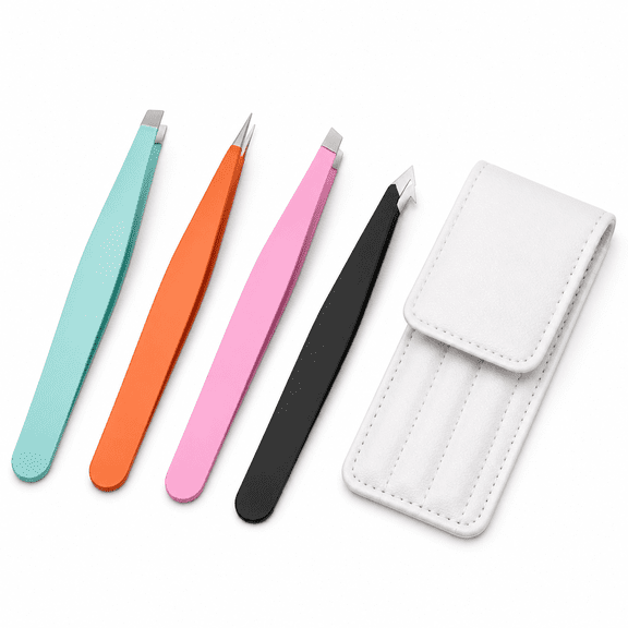 4Pcs Tweezers for Women Facial Hair Stainless Steel Eyelash Clip Professional Lash Tweezer Set Eyebrow Forceps Makeup Tools (Color : Colorful)
