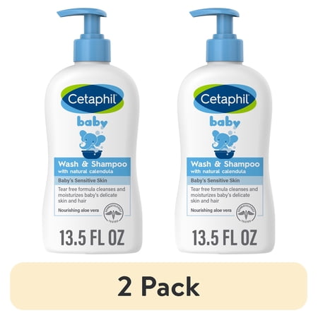(2 pack) Cetaphil Baby Moisturizing Aloevera Body Wash and Shampoo Organic Calendula 13.5 fl oz
