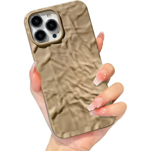 Compatible for iPhone 14 Case Cute Luxury Designer Tin Foil Pleated Phone Cover for Women Electroplated Sparkly Silicone Protective Slim Fit Soft Case 6.1Inch (iPhone 14)