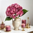 thumbnail image 2 of Artificial Hydrangea Flower, 49 cm Silk-Style Fake Bloom with Leaves, Realistic Home Wedding Table Centerpiece Decoration (1 Pack), Fade-Resistant, Water-Free, 2 of 6