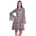 thumbnail image 1 of Moomaya Robe d'Été Fluide à Manches Longues Imprimée pour Femmes, Longueur Genou, Évasée, 1 of 6