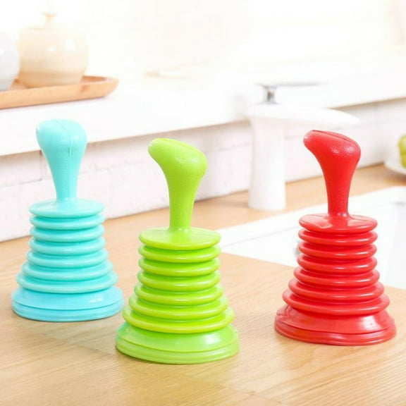 Raindrops PVC Sink Plunger for Kitchen Use with Comfortable Handle and Exquisite Design in Assorted Colors, 3 Pcs