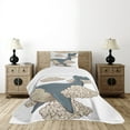 thumbnail image 4 of Ambesonne Whale Quilted Bedspread Set 2 Pcs, Sky Clouds Animal Fish, Twin Size, Beige Slate Blue, 4 of 5