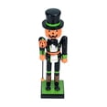 thumbnail image 2 of 11" Halloween Nutcracker Figurine, Wooden Jack-O-Lantern Nutcracker Statue for Tiered Tray Shelf Table Centerpiece Halloween Decor, 2 of 6