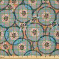 thumbnail image 2 of Ambesonne Abstract Fabric by the Yard Microfiber, Hand Drawn Circles Dashes, 1 Yard, Dark Peach Sky Blue, 2 of 2
