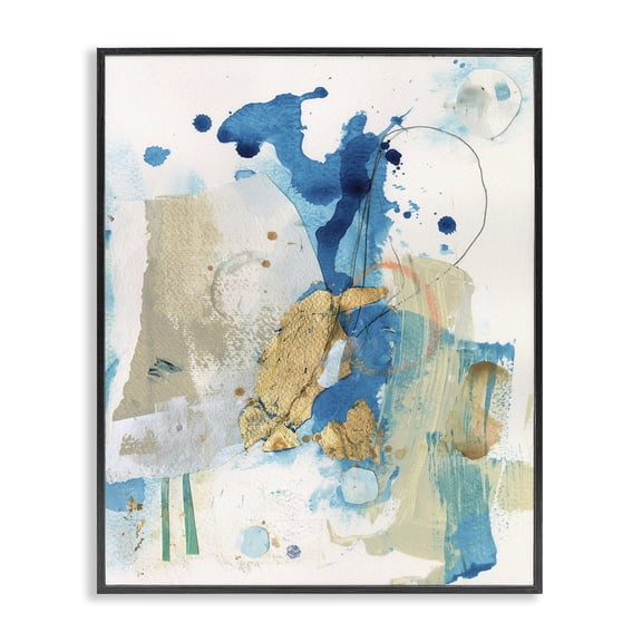 Stupell Industries Eclectic Blue & Gold Splash Abstract Black Framed Giclee Art, 11 x 14, by Allison Ford
